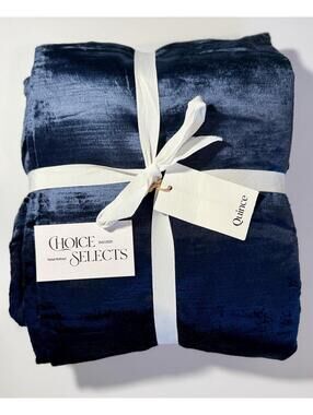 Quince Luster Velvet Blackout Curtain Panel Navy 48x96